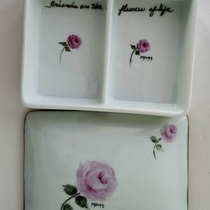 Floral Porcelain Enclosed Playing Card Holder